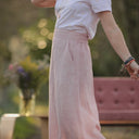 Jupe longue Maya lin chiné rose doux | Quintessence