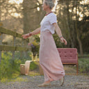 Jupe longue Maya lin chiné rose doux | Quintessence