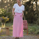 Jupe longue Maya Lin chiné rose pep's | Quintessence