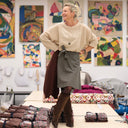 Jupe portefeuille Marie midi - Flanelle tartan ivoire, noir et camel - Quintessence