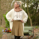 Jupe portefeuille Marie midi - Velours côtelé kiwi - Quintessence