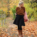 Jupe portefeuille Marie midi - Velours milleraies bleu marine - Quintessence