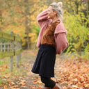 Jupe portefeuille Marie midi - Velours milleraies bleu marine - Quintessence