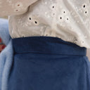 Jupe portefeuille Marie midi - Velours milleraies bleu officier - Quintessence