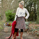 Jupe portefeuille Marie midi - Velours milleraies champêtre - Quintessence