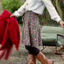 Jupe portefeuille Marie midi - Velours milleraies champêtre - Quintessence