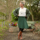 Jupe portefeuille Marie midi - Velours milleraies vert anglais - Quintessence