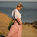 Jupe Sarah - double gaze de coton rose boisé tie & die - Quintessence