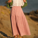 Jupe Sarah - double gaze de coton rose boisé tie & die - Quintessence