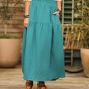 Jupe Sarah - double gaze de coton vert printemps - Quintessence