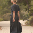 La combi India en sergé de viscose noir - Quintessence