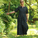 La combi India manches courtes en coton lavé Herbier romantique - Quintessence