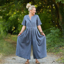 La combi India manches courtes en lin jean - Quintessence