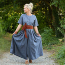 La combi India manches courtes en lin jean - Quintessence