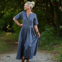 La combi India manches courtes en lin jean - Quintessence