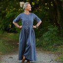 La combi India manches courtes en lin jean - Quintessence