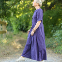 La combi India manches courtes en lin prune - Quintessence