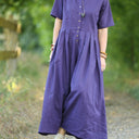 La combi India manches courtes en lin prune - Quintessence