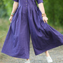 La combi India manches courtes en lin prune - Quintessence