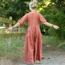 La combi India manches courtes en lin terracotta - Quintessence