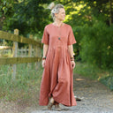 La combi India manches courtes en lin terracotta - Quintessence