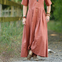 La combi India manches courtes en lin terracotta - Quintessence