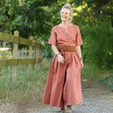 La combi India manches courtes en lin terracotta - Quintessence
