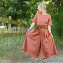 La combi India manches courtes en lin terracotta - Quintessence