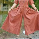 La combi India manches courtes en lin terracotta - Quintessence