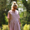 La combi India manches courtes en vichy rose boisé - Quintessence