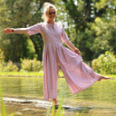La combi India manches courtes en vichy rose boisé - Quintessence