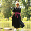 La combi India manches courtes en viscose noire - Quintessence