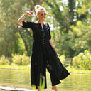 La combi India manches courtes en viscose noire - Quintessence