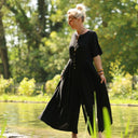 La combi India manches courtes en viscose noire - Quintessence