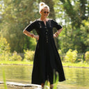 La combi India manches courtes en viscose noire - Quintessence