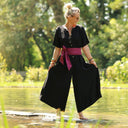 La combi India manches courtes en viscose noire - Quintessence