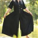 La combi India manches courtes en viscose noire - Quintessence
