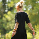 La combi India manches courtes en viscose noire - Quintessence