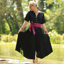 La combi India manches courtes en viscose noire - Quintessence
