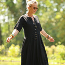 La combi India manches courtes en viscose noire - Quintessence