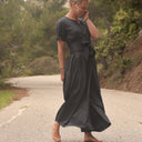 La parfaite combi India en sergé de viscose noir - Quintessence