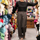 Le Pantalon Cocoon Louis — flanelle douce à carreaux noir ficelle - Quintessence