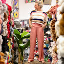 Le Pantalon Cocoon Louis — jersey côtelé rose boisé - Quintessence