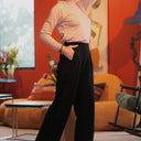 Le Pantalon Cocoon Louis — piqué de coton noir - Quintessence