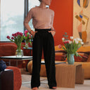 Le Pantalon Cocoon Louis — piqué de coton noir - Quintessence