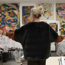 Le Poncho Douillet Pétronille - Fourrure cendrée - Quintessence