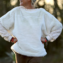 Le Poncho Douillet Pétronille - Fourrure ivoire - Quintessence