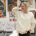 Le Poncho Douillet Pétronille - tweed bouclette blanc cassé - Quintessence