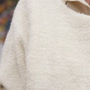 Le Poncho Douillet Pétronille - tweed bouclette blanc cassé - Quintessence