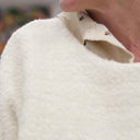 Le Poncho Douillet Pétronille - tweed bouclette blanc cassé - Quintessence